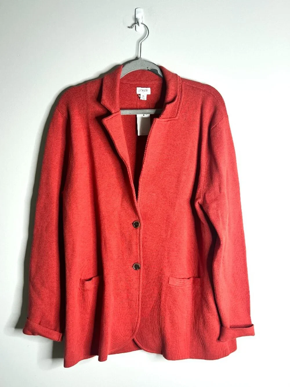 J. Crew Women's Sweater Blazer 2-Button Heather Brick Career Preppy Sz XL NWT